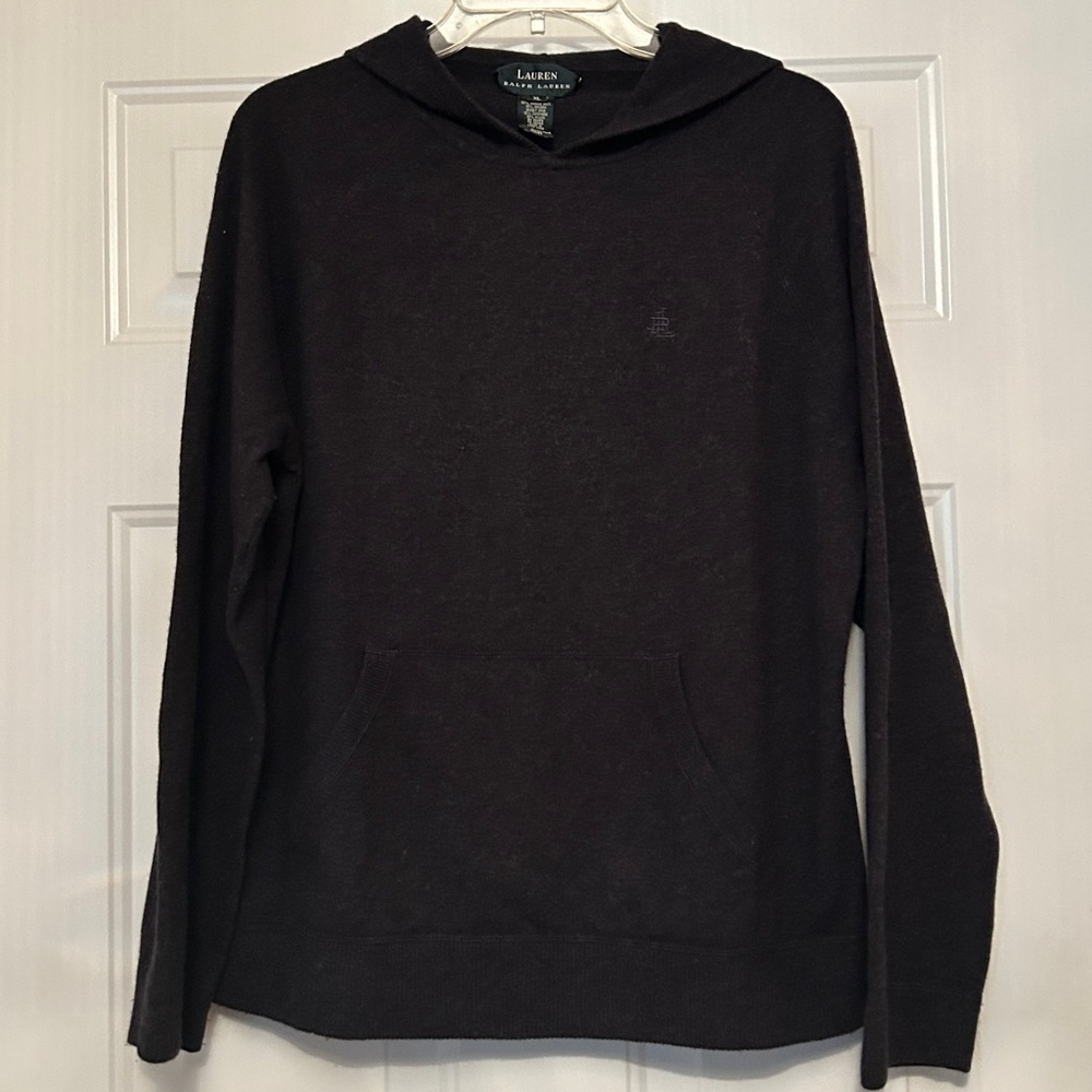 Ralph Lauren Merino Wool Angora Cashmere Women’s Hoodie XL Charcoal Vintage